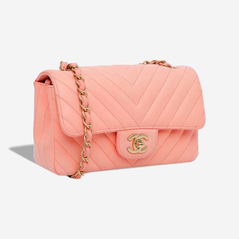 Chanel Timeless Chevron Mini Rectangular Lamb Coral Pink | Sell your designer bag