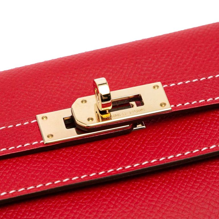 Hermès Kelly Long Wallet Epsom Rouge Casaque / Multicolour / Bleu de Galice Front | Sell your designer bag