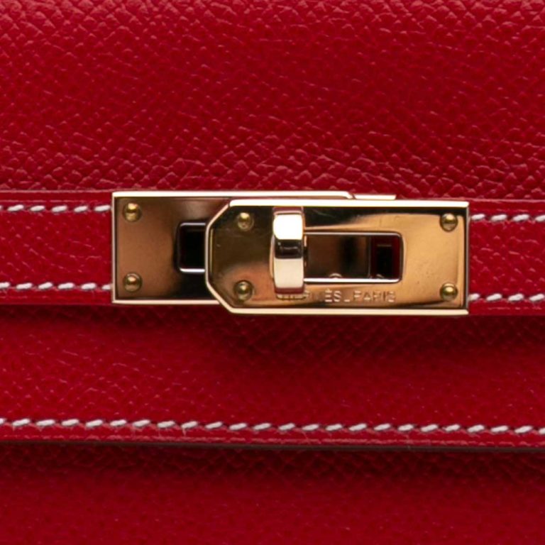 Hermès Kelly Long Wallet Epsom Rouge Casaque / Multicolour / Bleu de Galice Signs of wear | Sell your designer bag