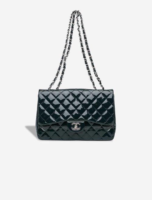 Chanel Timeless Jumbo Patent Petrol Blue Front | Sell your designer bag