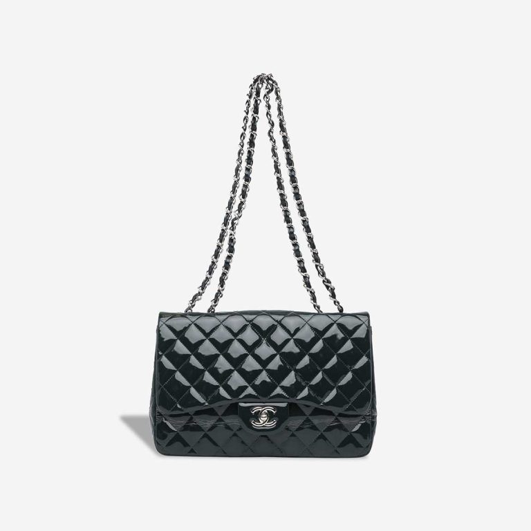 Chanel Timeless Jumbo Patent Petrol Blue Front | Sell your designer bag