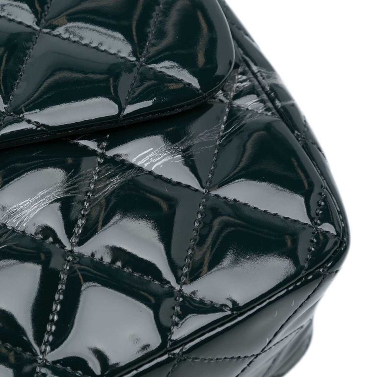 Chanel Timeless Jumbo Patent Petrol Blue Signs of wear | Sell your designer bag