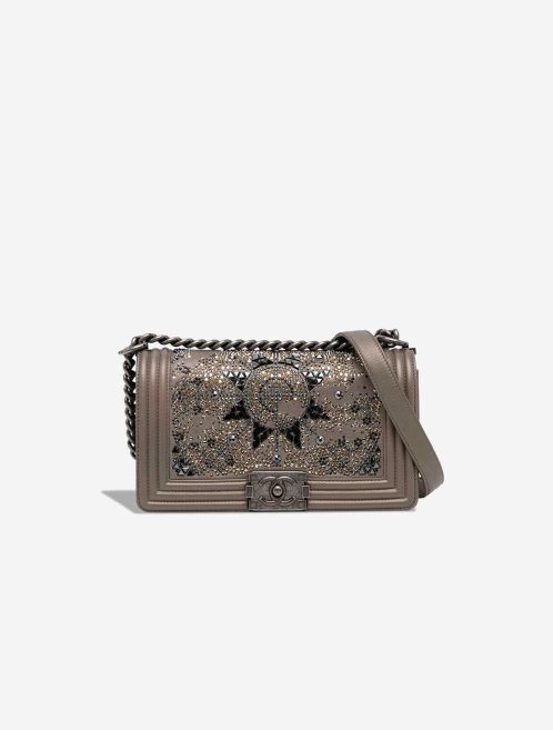 Chanel Boy Medium Goat Metallic Taupe Front | Sell your designer bag