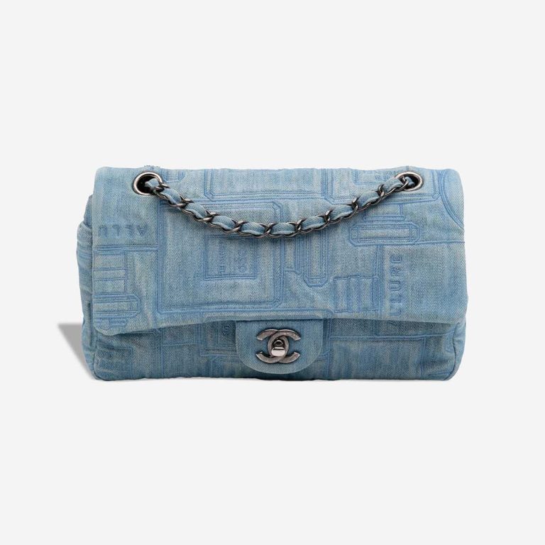 Chanel Timeless Medium Denim Light Blue Front | Sell your designer bag