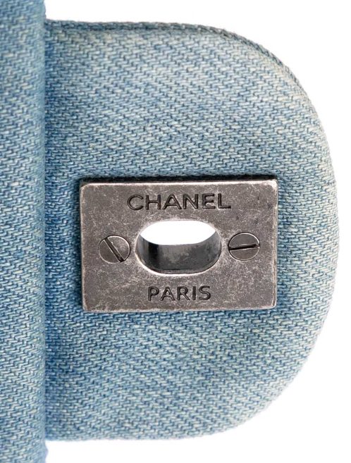 Chanel Timeless Medium Denim Light Blue Closing System | Sell your designer bag