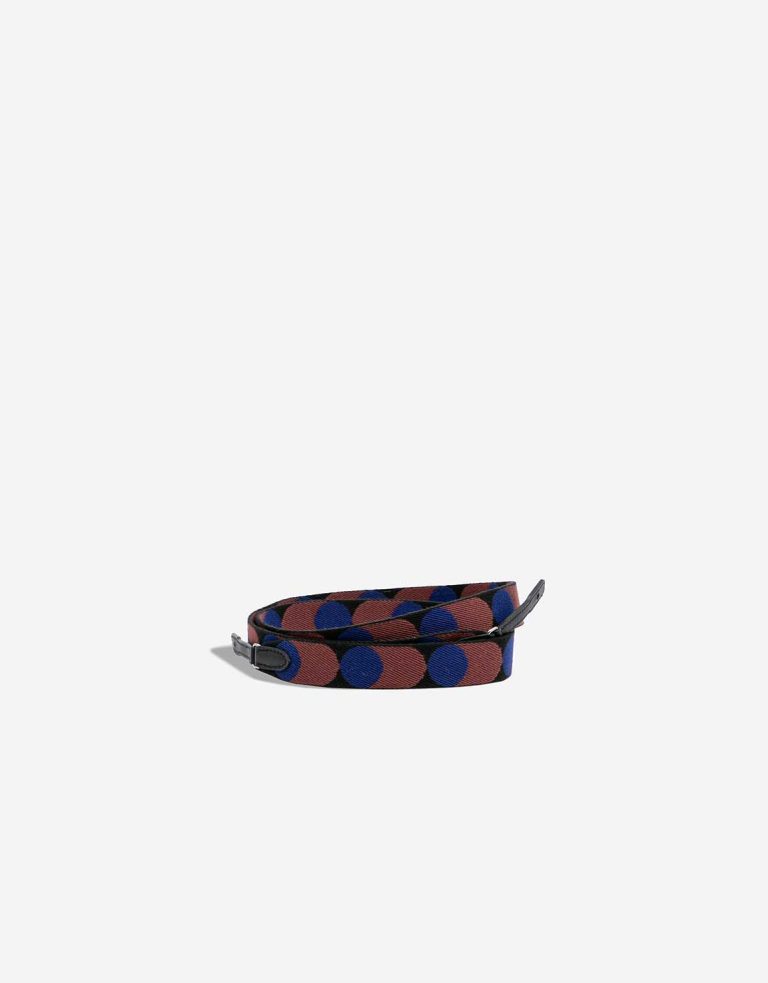 Hermès Shoulder Strap Flipperball 25 To Go Canvas / Swift Black / Bleu Saphir Front | Sell your designer bag