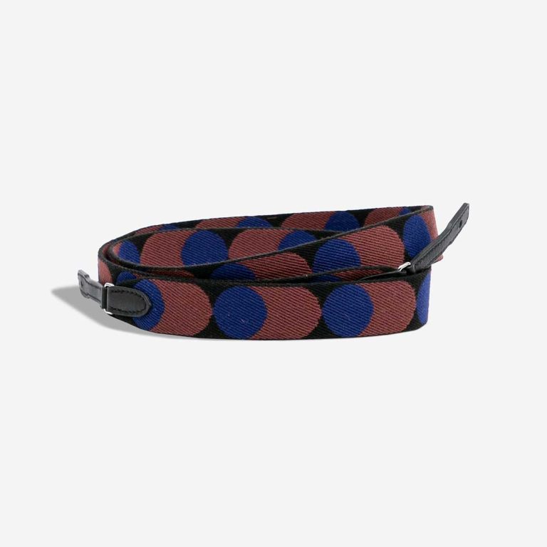 Hermès Shoulder Strap Flipperball 25 To Go Canvas / Swift Black / Bleu Saphir Front | Sell your designer bag