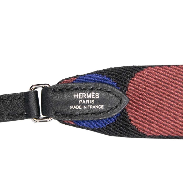 Hermès Shoulder Strap Flipperball 25 To Go Canvas / Swift Black / Bleu Saphir Front | Sell your designer bag