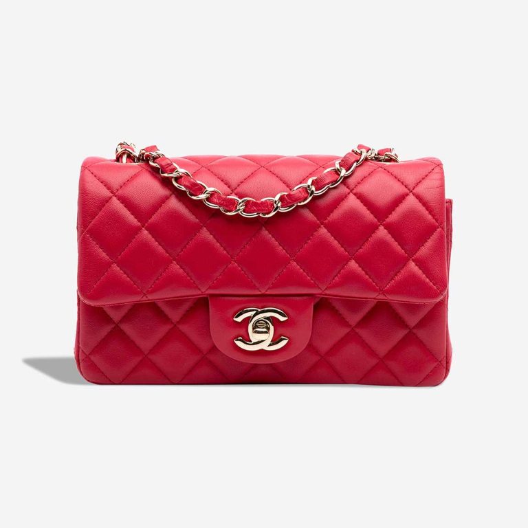 Chanel Timeless Mini Rectangular Lamb Red Front | Sell your designer bag