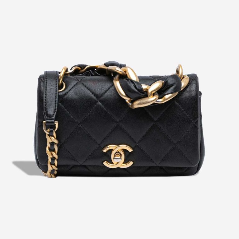 Chanel Chain Is More Flap Bag Small Lamb Black Front | Sell your designer bag