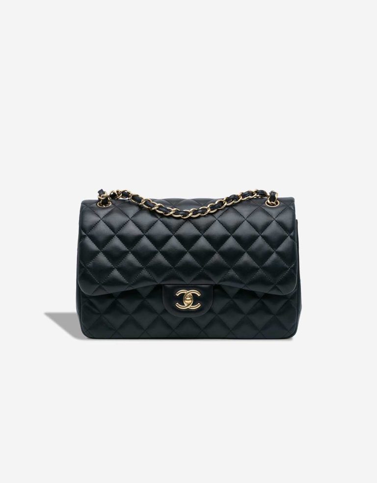 Chanel Timeless Jumbo Lamb Dark Blue Front | Sell your designer bag