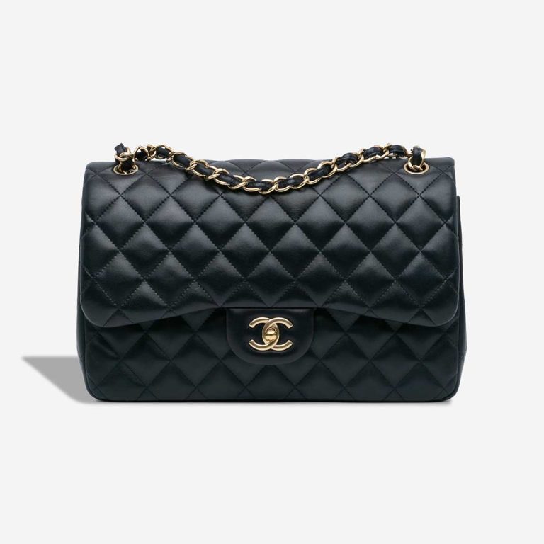 Chanel Timeless Jumbo Lamb Dark Blue Front | Sell your designer bag
