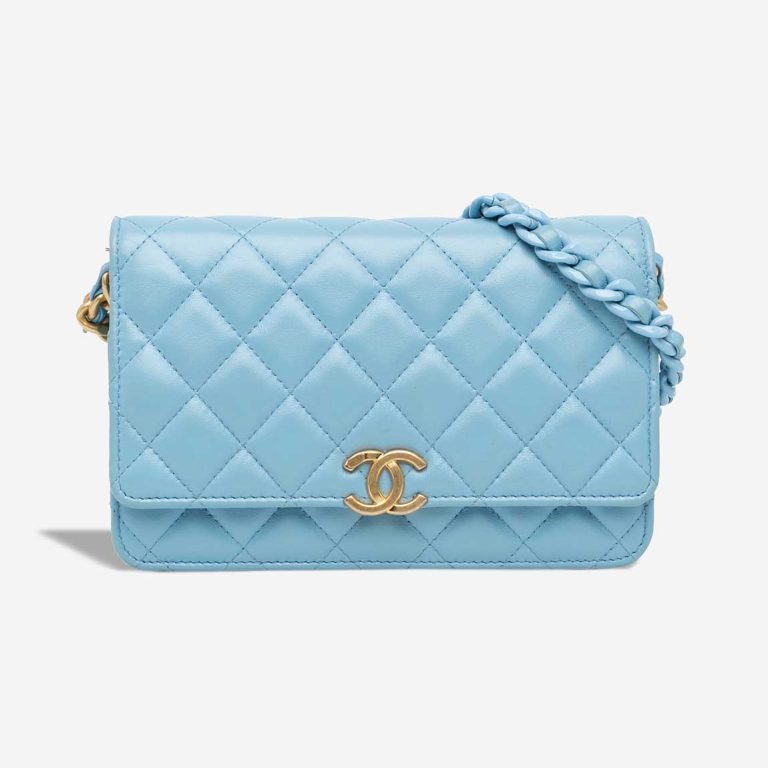 Chanel Candy Chain Wallet On Chain Lamb Blue Front | Sell your designer bag