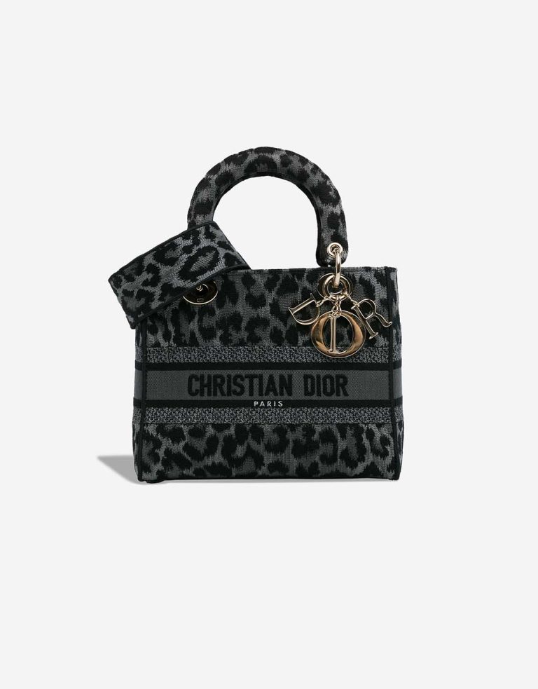 Dior Lady D-Lite Medium Canvas Grey / Black Front | Sell your designer bag