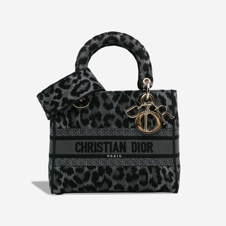 Dior Lady D-Lite Medium Canvas Grey / Black Front | Sell your designer bag