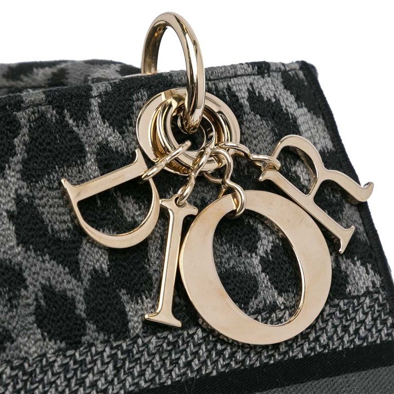 Dior Lady D-Lite Medium Canvas Grey / Black Closing System | Sell your designer bag