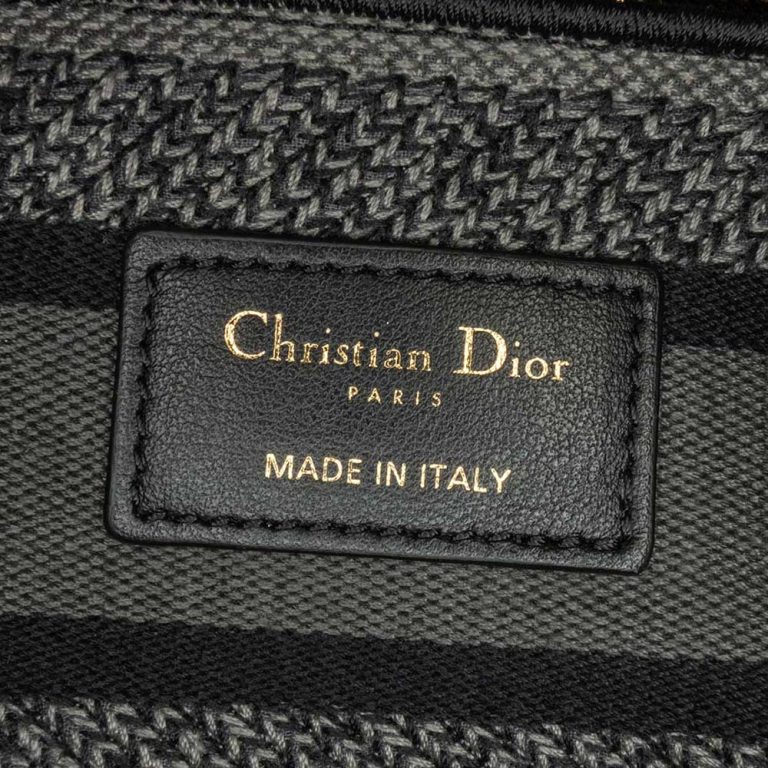 Dior Lady D-Lite Medium Canvas Grey / Black Logo | Sell your designer bag