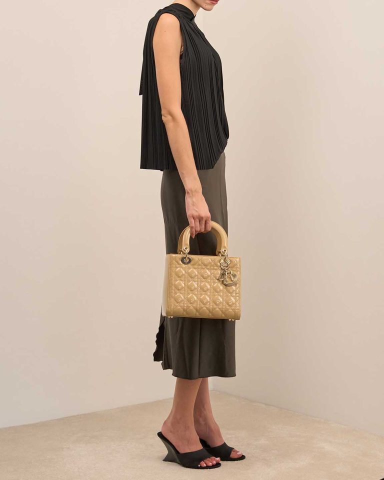 Dior Lady Medium Patent Beige Front | Sell your designer bag