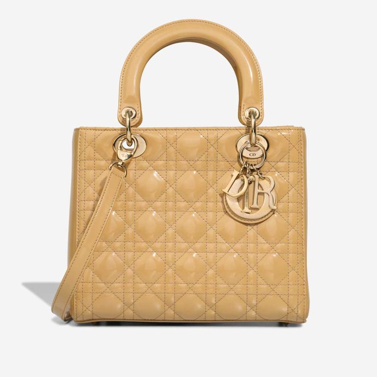 Dior Lady Medium Patent Beige Front | Sell your designer bag