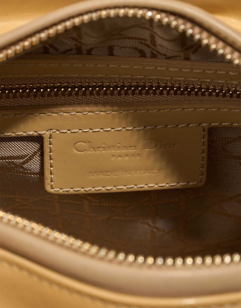 Dior Lady Medium Patent Beige Logo | Sell your designer bag