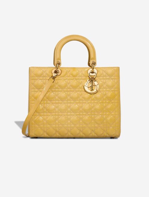 Dior Lady Large Patent Mustard Front | Sell your designer bag