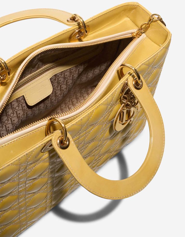 Dior Lady Large Patent Mustard Inside | Sell your designer bag