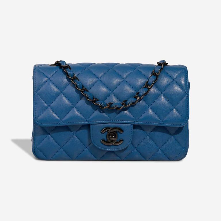 Chanel Timeless Mini Rectangular Lamb Blue Front | Sell your designer bag