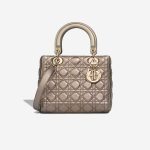 Dior Lady Medium Calf Metallic Grey Front | Sell your designer bag