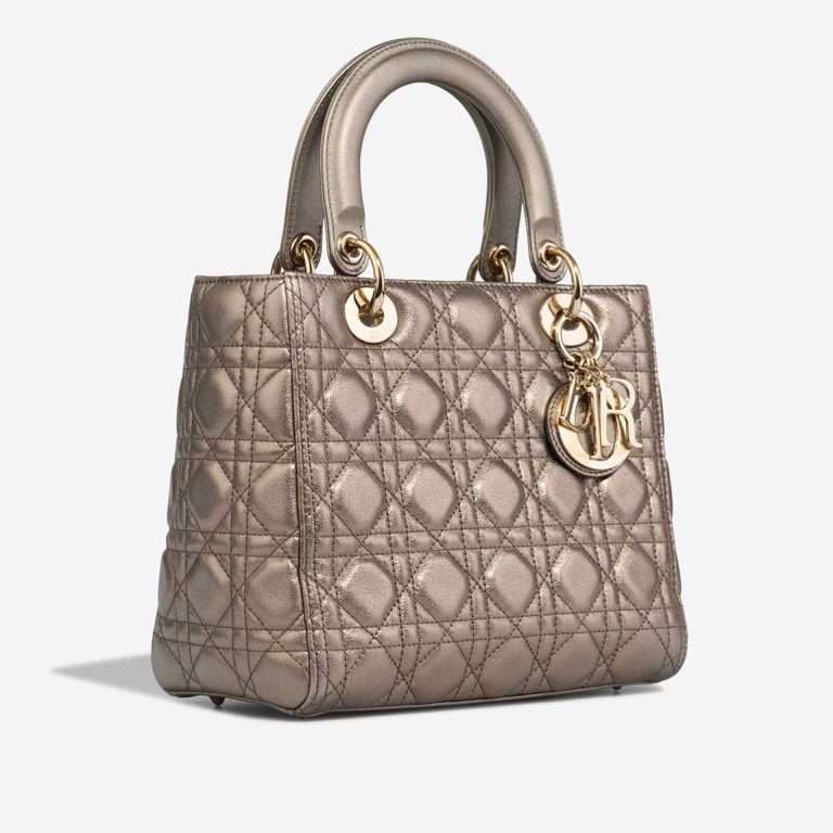 Dior Lady Medium Calf Metallic Grey | Sell your designer bag