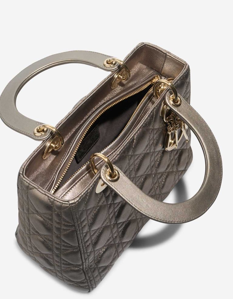 Dior Lady Medium Calf Metallic Grey Inside | Sell your designer bag