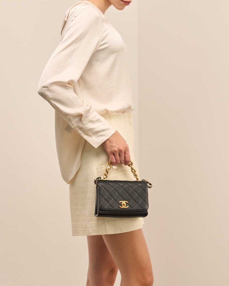 Chanel Flap Bag Mini Rectangular Calf Black Front | Sell your designer bag