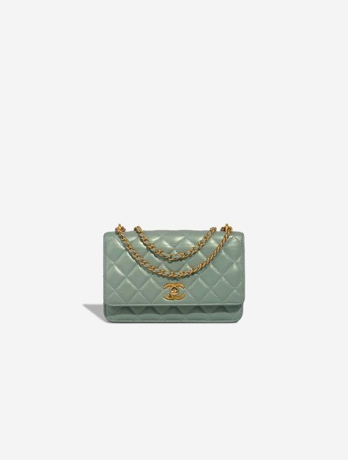 Chanel Trendy CC Wallet On Chain Lamb Iridescent / Water Green Front | Sell your designer bag