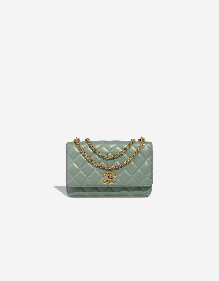 Chanel Trendy CC Wallet On Chain Lamb Iridescent / Water Green Front | Sell your designer bag