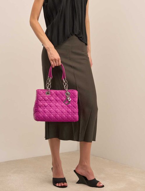Dior Lady Shopping Tote Medium Lamb Pink on Model | Sell your designer bag