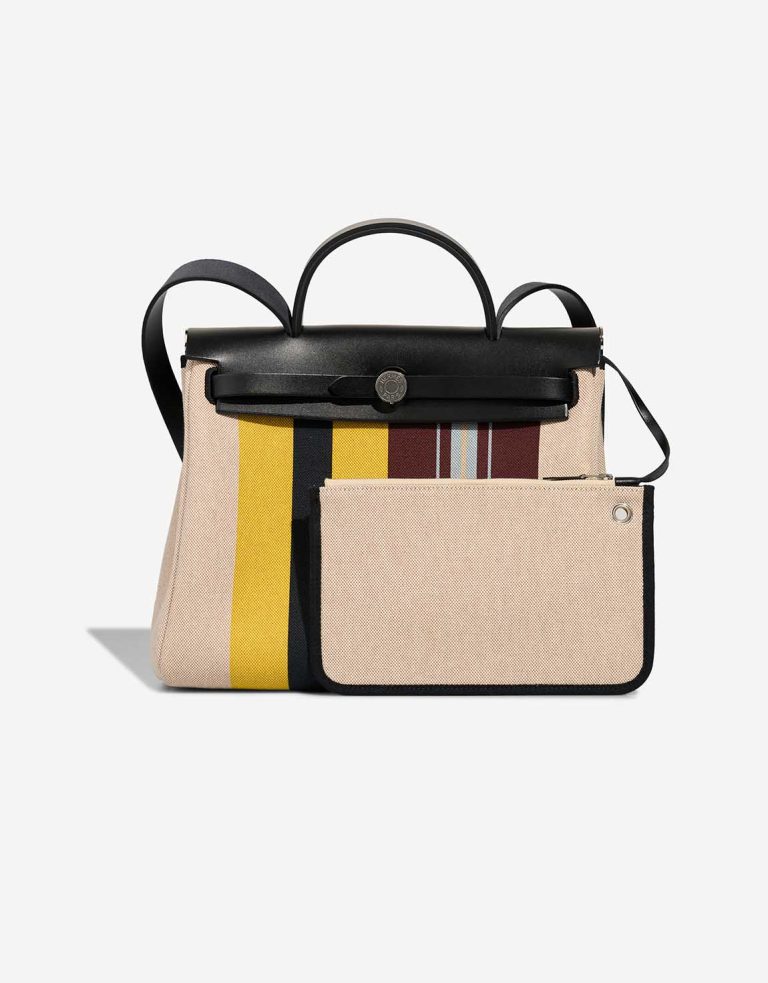 Hermès Herbag 31 Vache Hunter / Toile Écru / Beige / Jaune / Bordeaux / Black Front | Sell your designer bag