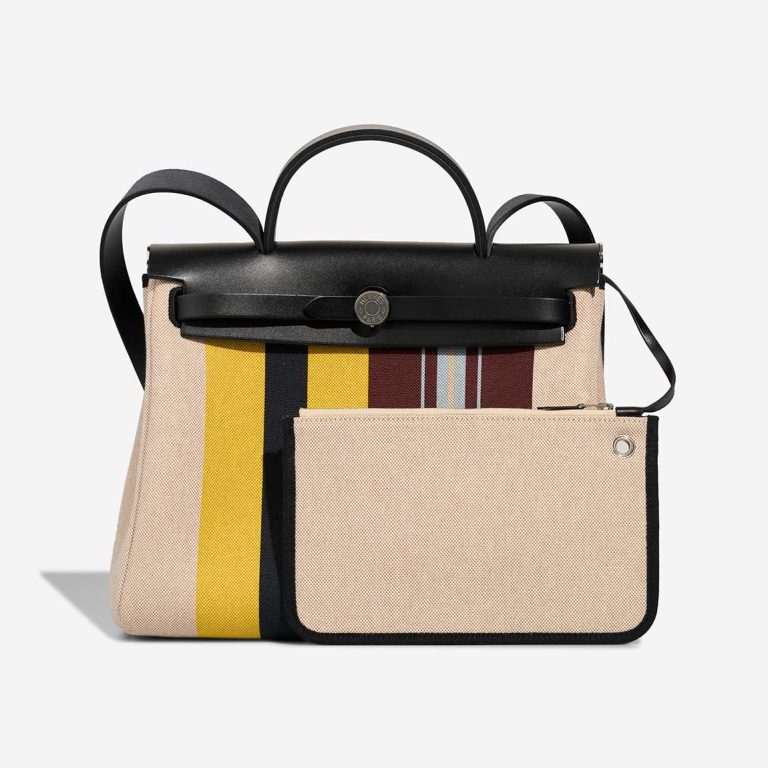Hermès Herbag 31 Vache Hunter / Toile Écru / Beige / Jaune / Bordeaux / Black Front | Sell your designer bag