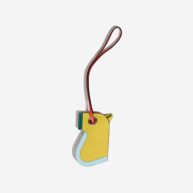 Hermès Camail Key Ring Epsom Lime / Bleu Céleste / Vert Jade Front | Sell your designer bag