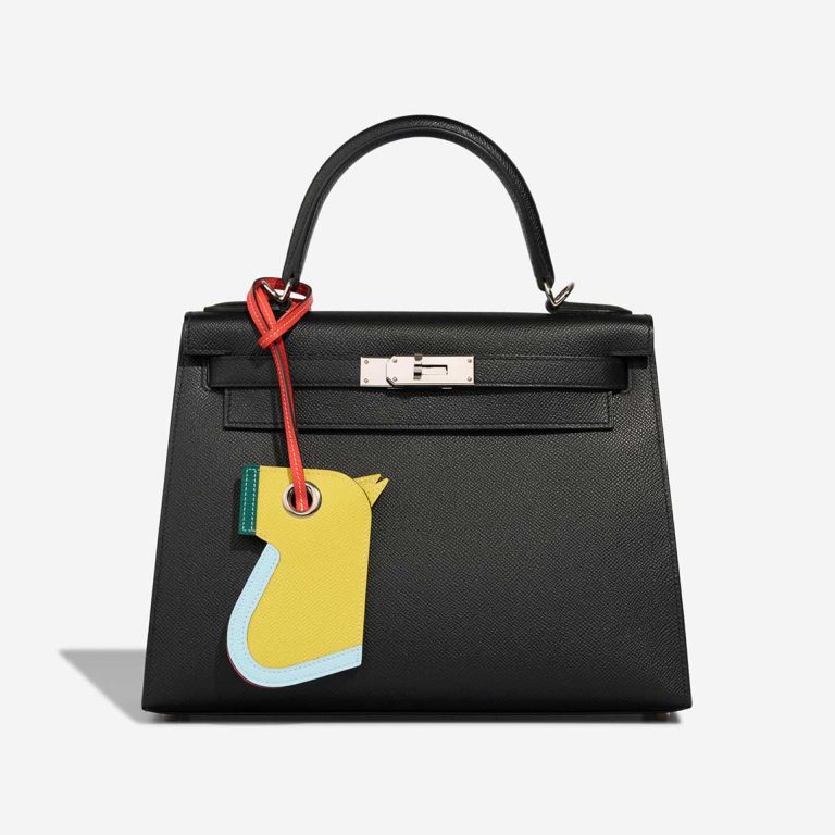 Hermès Camail Key Ring Epsom Lime / Bleu Céleste / Vert Jade Front | Sell your designer bag