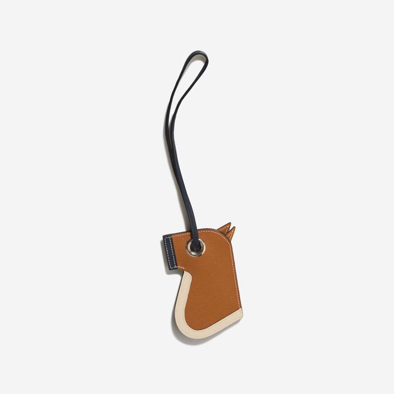 Hermès Camail Key Ring Epsom Gold / Bleu Nuit / Nata Front | Sell your designer bag