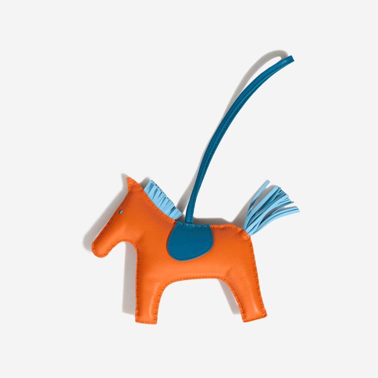 Hermès Rodeo GM Milo Lamb Feu / Bleu Aztec / Bleu Mykonos Front | Sell your designer bag
