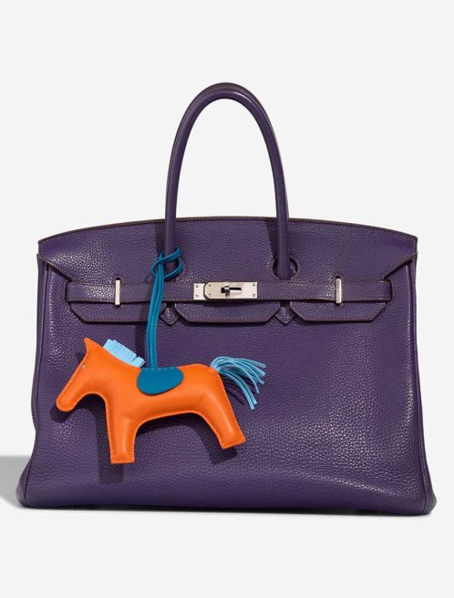 Hermès Rodeo GM Milo Lamb Feu / Bleu Aztec / Bleu Mykonos Closing System | Sell your designer bag