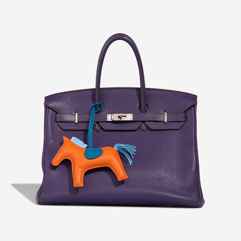 Hermès Rodeo GM Milo Lamb Feu / Bleu Aztec / Bleu Mykonos Front | Sell your designer bag