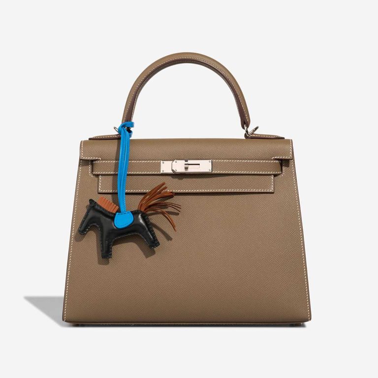 Hermès Rodeo PM Milo Lamb Black / Sésame / Bleu Zanzibar Front | Sell your designer bag