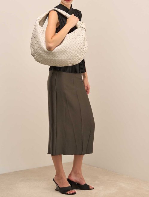 Bottega Veneta Jodie Large Lamb White on Model | Sell your designer bag