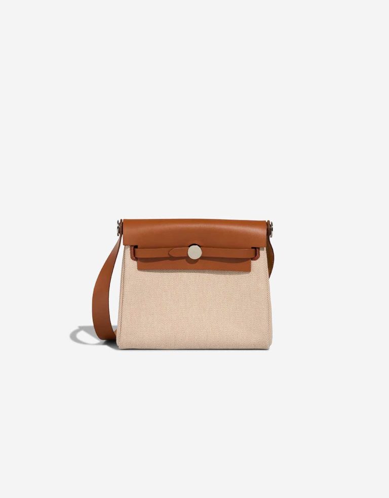 Hermès Herbag Mini Toile / Vache Hunter Écru / Beige / Fauve Front | Sell your designer bag