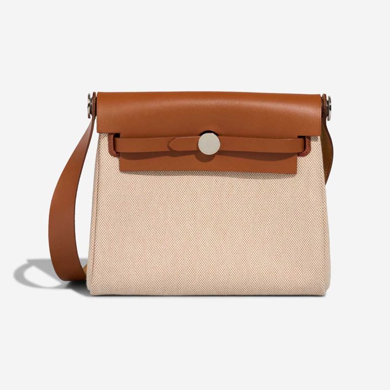 Hermès Herbag Mini Toile / Vache Hunter Écru / Beige / Fauve Front | Sell your designer bag