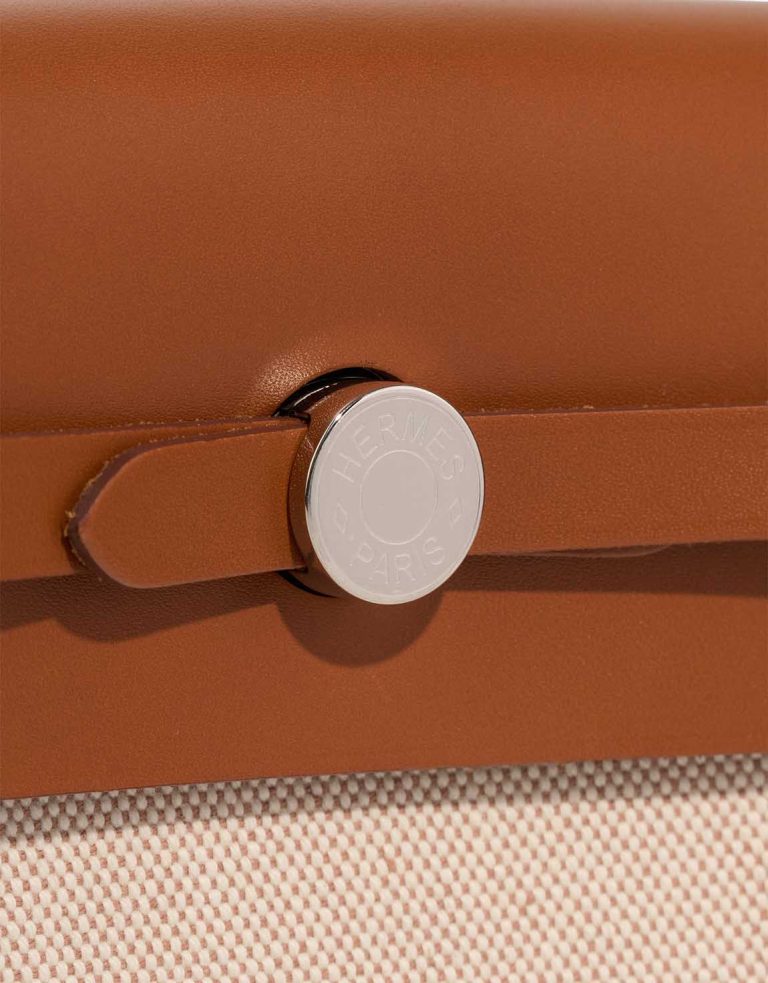 Hermès Herbag Mini Toile / Vache Hunter Écru / Beige / Fauve Closing System | Sell your designer bag