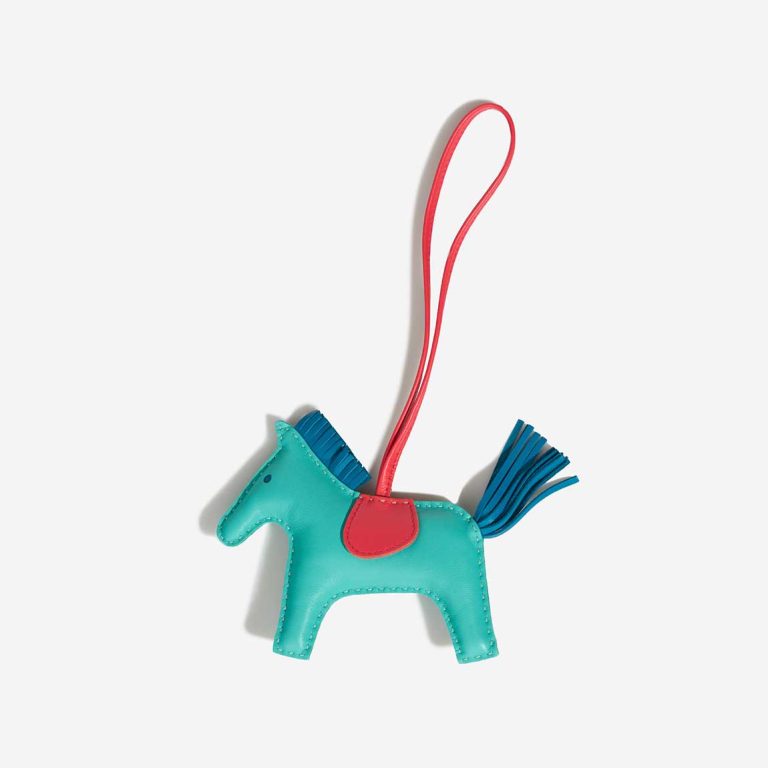 Hermès Rodeo MM Milo Lamb Bleu Aztèque / Bleu Izmir / Rouge Vermillon Front | Sell your designer bag