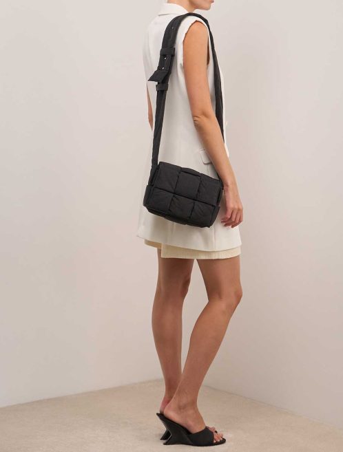 Bottega Veneta Tech Cassette Nylon Black on Model | Sell your designer bag