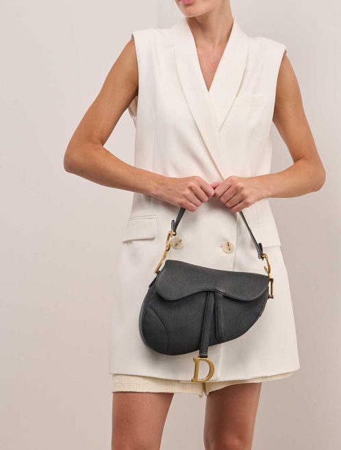 Dior Saddle Medium Calf Black on Model | Sell your designer bag